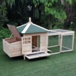 PawHut Wooden Chicken Coop w/ Nesting Box & Outdoor Run Patio - Natural - Image 3