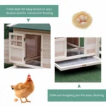 PawHut Wooden Chicken Coop w/ Nesting Box & Outdoor Run Patio - Natural - Image 5
