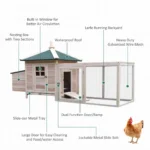 PawHut Wooden Chicken Coop w/ Nesting Box & Outdoor Run Patio - Natural - Image 4