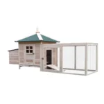 PawHut Wooden Chicken Coop w/ Nesting Box & Outdoor Run Patio - Natural - Image 7
