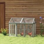 PawHut Chicken Run, Wooden Chicken Coop w/ Combinable Design - Grey - Image 7
