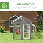 PawHut Chicken Run, Wooden Chicken Coop w/ Combinable Design - Grey - Image 3